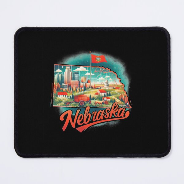 Item preview, Nebraska retro travel map of United States designed and sold by CleanDecor.