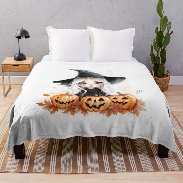 Item preview, Cute witch girl with pumpkins and fall leaves. designed and sold by MystiS.