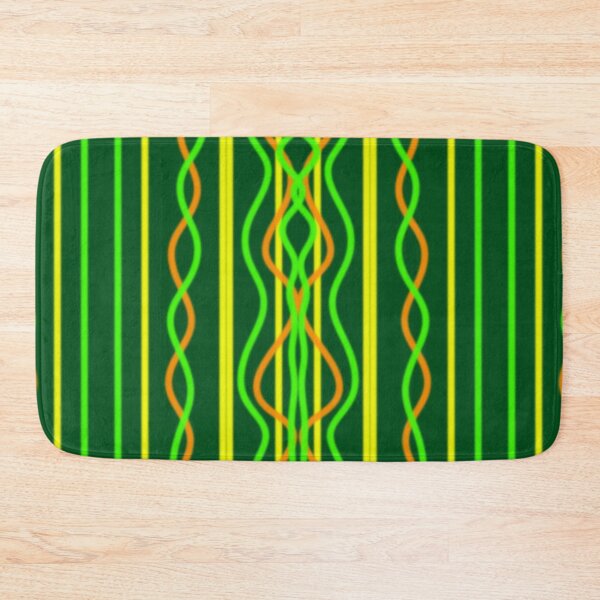 Item preview, Green, Yellow and Orange geometric wavy vertical lines pattern  designed and sold by Stefrait-7.