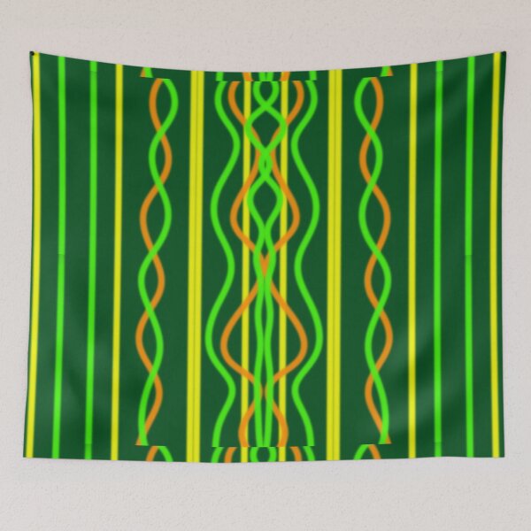 Item preview, Green, Yellow and Orange geometric wavy vertical lines pattern  designed and sold by Stefrait-7.