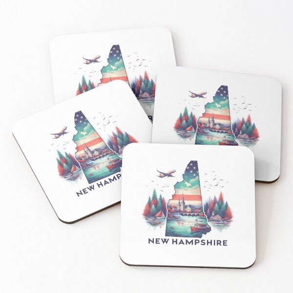 Item preview, New Hampshire retro travel map of United States designed and sold by CleanDecor.
