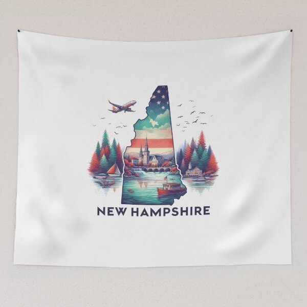 Item preview, New Hampshire retro travel map of United States designed and sold by CleanDecor.
