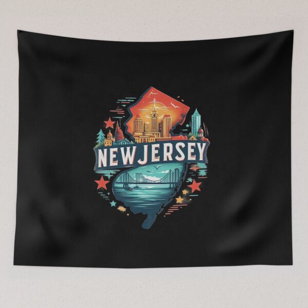 Item preview, New Jersey retro travel map of United States designed and sold by CleanDecor.