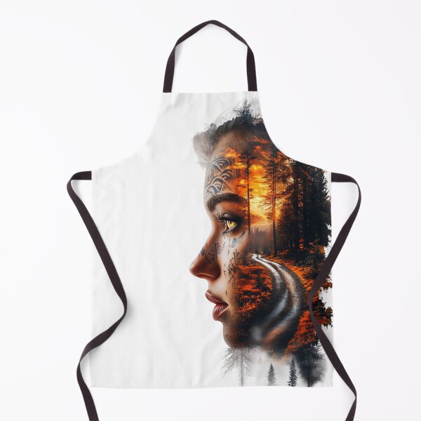 Item preview, Enigmatic Beauty in Nature: Double Exposure Art with Vibrant Tattoos & Cinematic Landscape designed and sold by MythSpire.