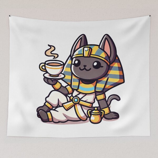 Item preview, Kawaii Anubis Enjoying Tea Cute Egyptian God designed and sold by Pattamo1.