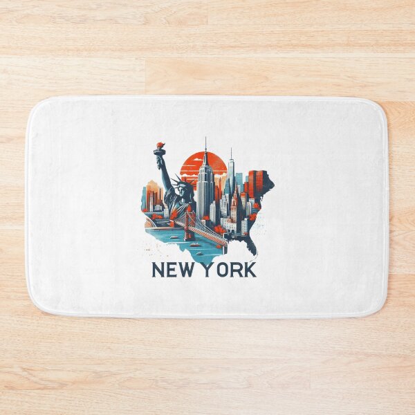 Item preview, New York retro travel map of United States designed and sold by CleanDecor.
