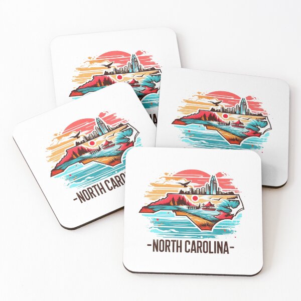 Item preview, North Carolina retro travel map of United States designed and sold by CleanDecor.