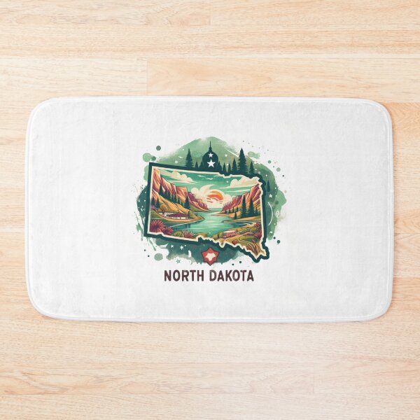 Item preview, North Dakota retro travel map of United States designed and sold by CleanDecor.
