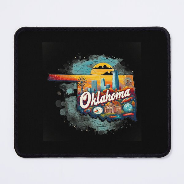 Item preview, Oklahoma retro travel map of United States designed and sold by CleanDecor.