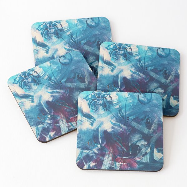 Item preview, Blue Brushstrokes Hidden Flowers designed and sold by VariARTyPrints.
