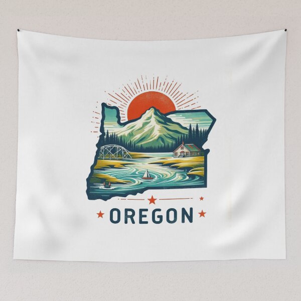 Item preview, Oregon retro travel map of United States designed and sold by CleanDecor.