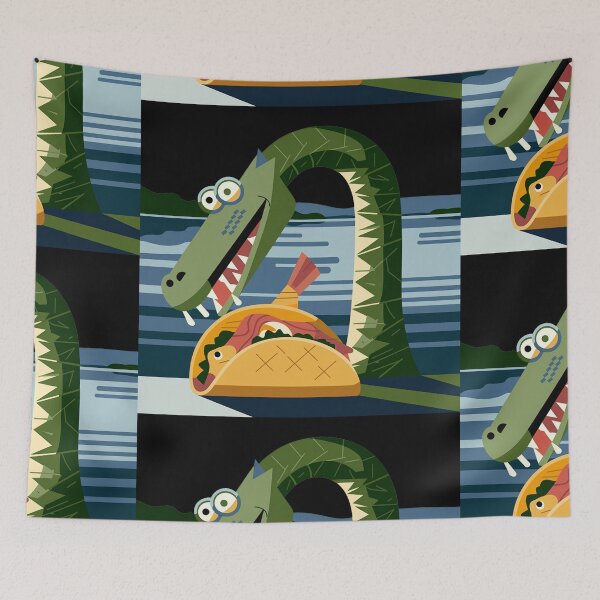 Item preview,  Funny Loch Ness Monster eating Fish Taco designed and sold by Nature's Fancy.