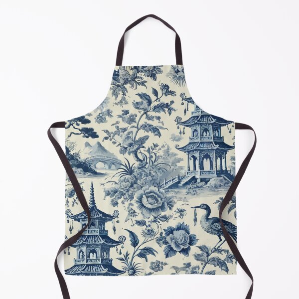 Item preview, Blue and White Vintage Chinoiserie Toile designed and sold by BioscorDesigns.