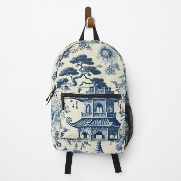 Item preview, Blue and White Vintage Chinoiserie Toile designed and sold by BioscorDesigns.