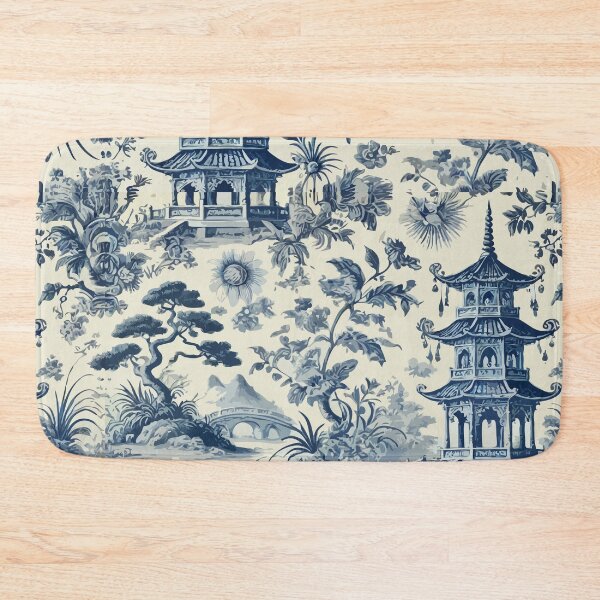 Item preview, Blue and White Vintage Chinoiserie Toile designed and sold by BioscorDesigns.