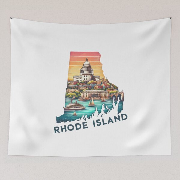 Item preview, Rhode Island retro travel map of United States designed and sold by CleanDecor.