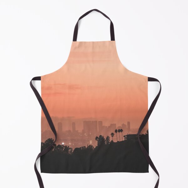 Item preview, Los Angeles, USA I Sunset over Los Angeles skyline with its vibrant orange aesthetic and palm trees, downtown, villas silhouette panorama view from Hollywood Hill mountains and Griffith Observatory designed and sold by Julie Travel Photography.