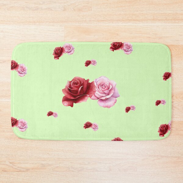 Item preview, sage green background with red and cream roses designed and sold by 2-Of-A-Kind.
