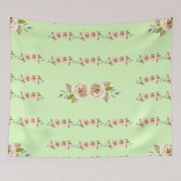 Item preview, sage green background with red and cream roses designed and sold by 2-Of-A-Kind.
