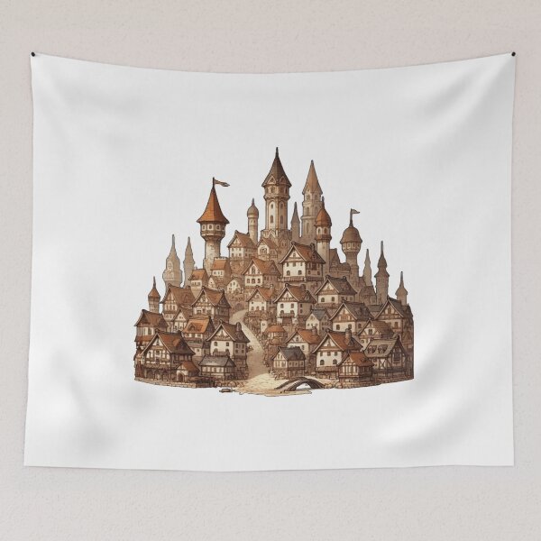 Item preview, Medieval Fantasy Castle Village Enchanted Dreamland Art designed and sold by kylmllr101684.