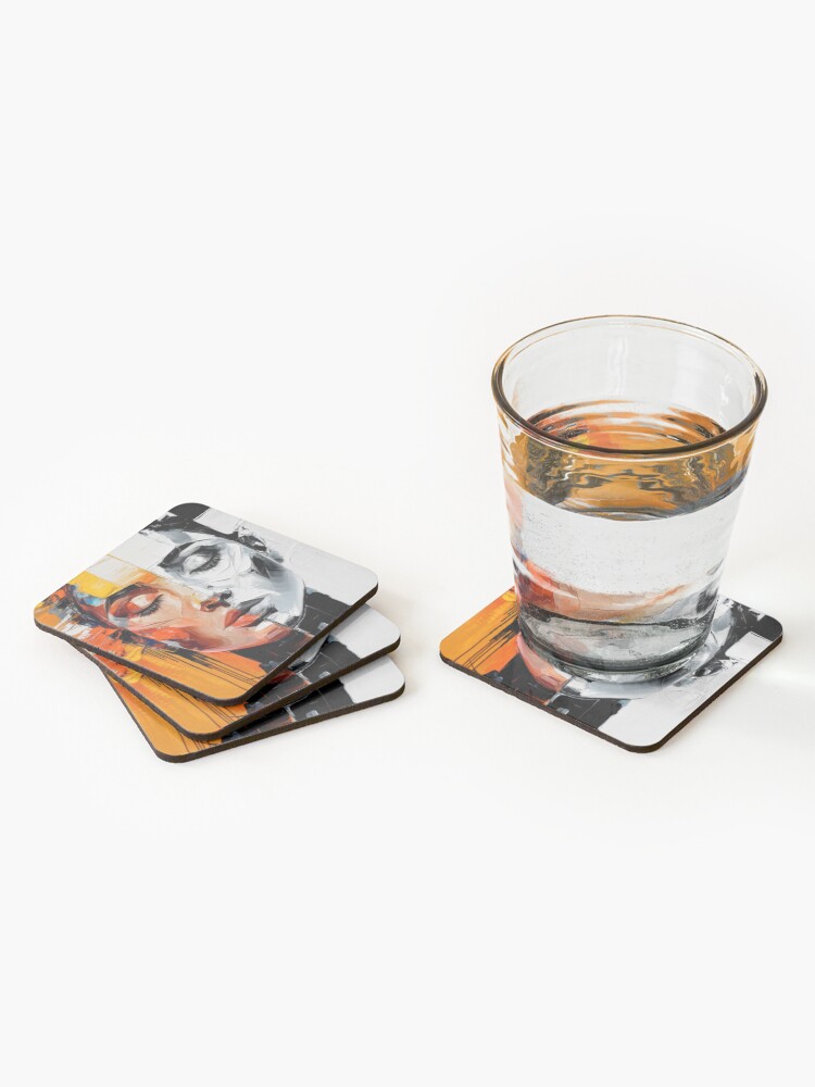 Thumbnail 2 of 5, Coasters (Set of 4), Abstract Of A Woman designed and sold by Patricks-Art.
