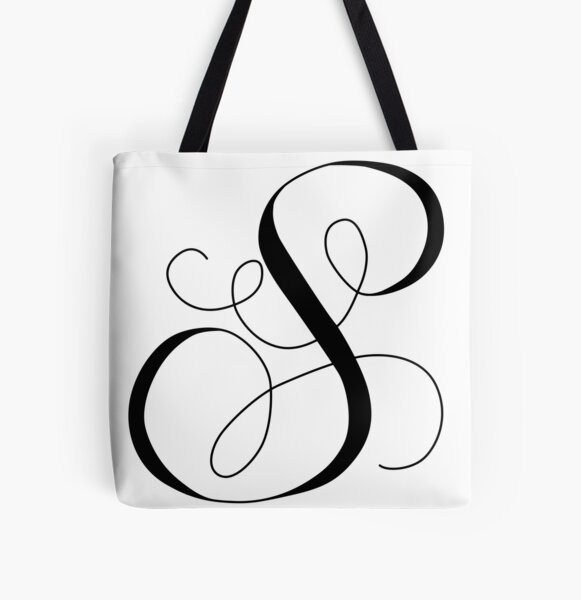 SCRIPT LETTER S All Over Print Tote Bag