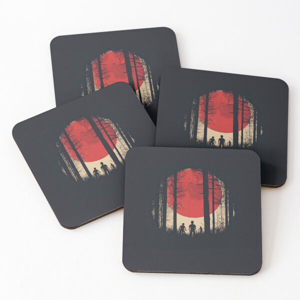 Item preview, Silhouettes of kids in a forest with a red moon. designed and sold by MystiS.