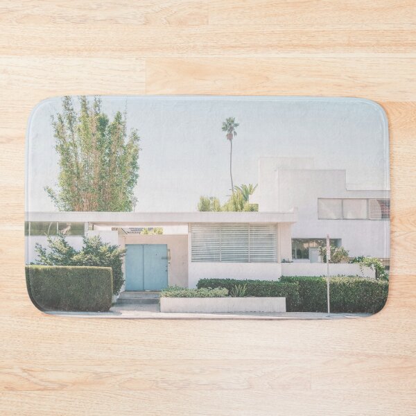 Item preview, Los Angeles, USA I Californian midcentury modern white architecture for geometric minimalist house from Palm Springs with its palm trees and colorful blue door to sunny Hollywood or Beverly Hills designed and sold by Julie Travel Photography.