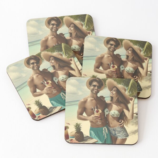 Item preview, Summer Beach Bliss Tropical Couple With Cocktails designed and sold by choder61.