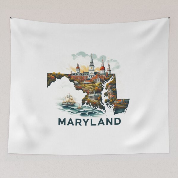 Item preview, Maryland retro travel map of United States designed and sold by CleanDecor.