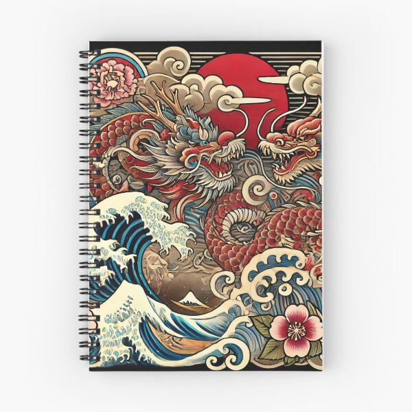 Item preview, Traditional Japanese Irezumi Tattoo Design - Dragons & Waves designed and sold by SakuraJapanArt.
