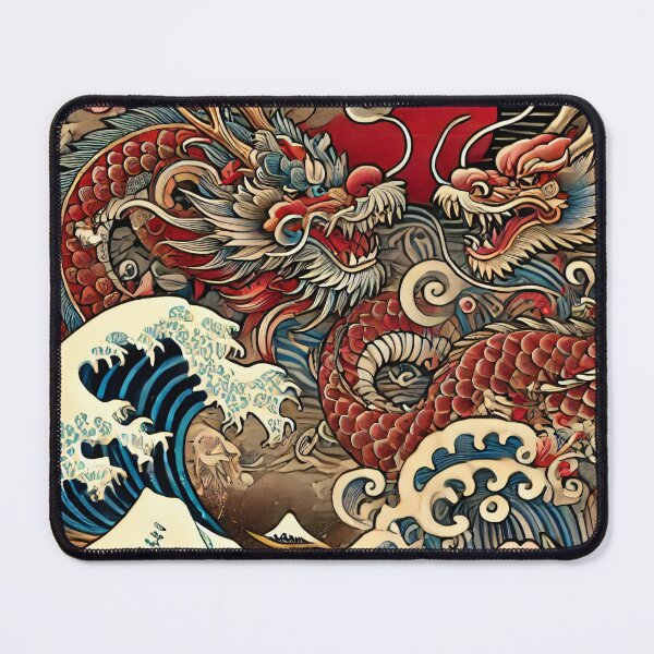 Item preview, Traditional Japanese Irezumi Tattoo Design - Dragons & Waves designed and sold by SakuraJapanArt.