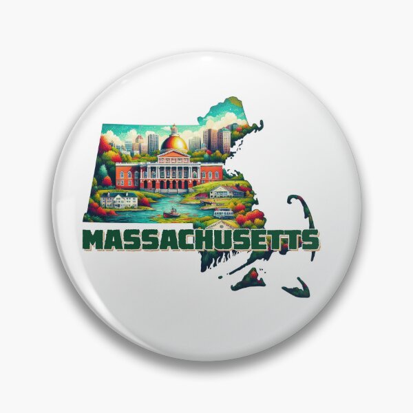 Item preview, Massachusetts retro travel map of United States designed and sold by CleanDecor.