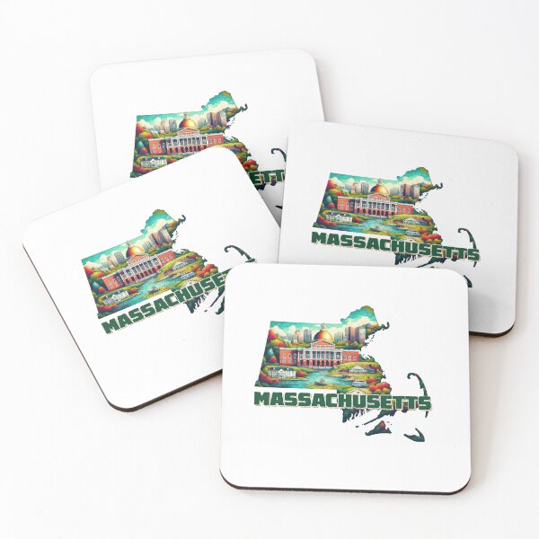 Item preview, Massachusetts retro travel map of United States designed and sold by CleanDecor.