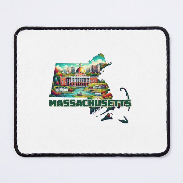 Item preview, Massachusetts retro travel map of United States designed and sold by CleanDecor.