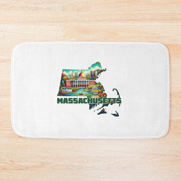 Item preview, Massachusetts retro travel map of United States designed and sold by CleanDecor.