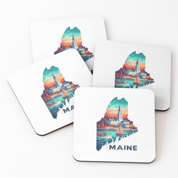 Item preview, Maine retro travel map of United States designed and sold by CleanDecor.
