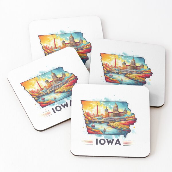 Item preview, Iowa retro travel map of United States designed and sold by CleanDecor.