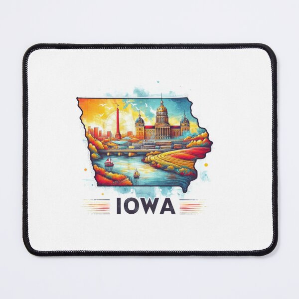 Item preview, Iowa retro travel map of United States designed and sold by CleanDecor.