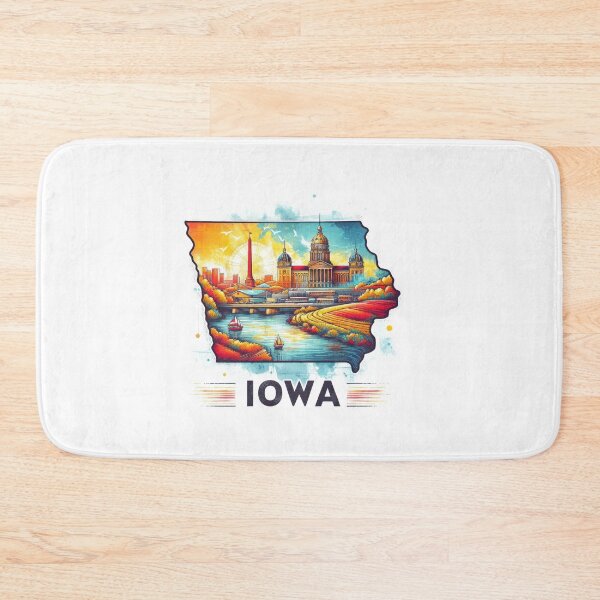 Item preview, Iowa retro travel map of United States designed and sold by CleanDecor.