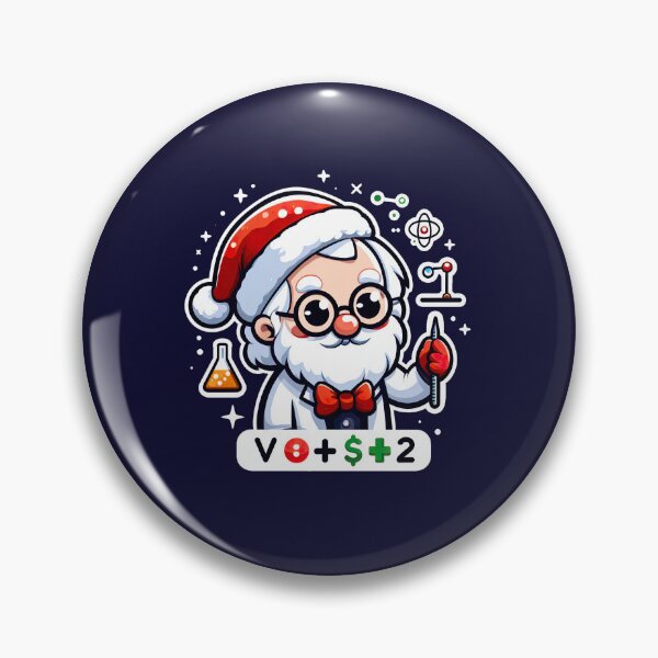 Item preview, A festive cartoon character in a Santa hat and lab coat, holding a flask and atomic model, surrounded by scientific symbols and math formulas, blending holiday cheer with science. designed and sold by ArteeInnovation.