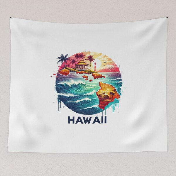 Item preview, Hawaii retro travel map of United States designed and sold by CleanDecor.