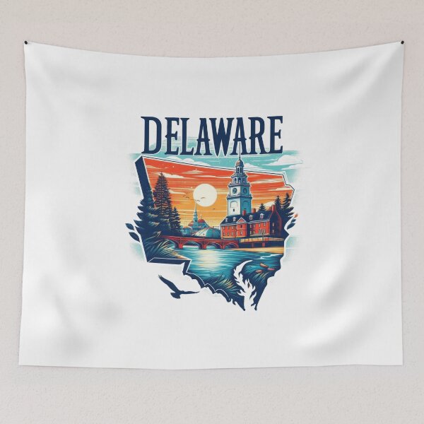 Item preview, Delaware retro travel map of United States designed and sold by CleanDecor.