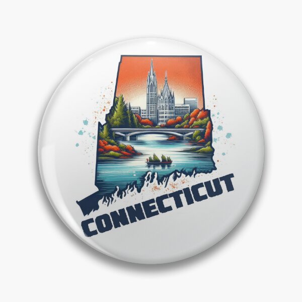 Item preview, Connecticut retro travel map of United States designed and sold by CleanDecor.