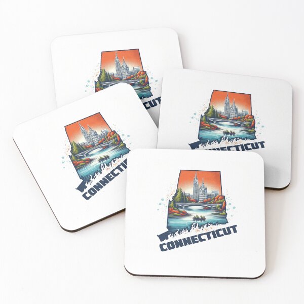 Item preview, Connecticut retro travel map of United States designed and sold by CleanDecor.