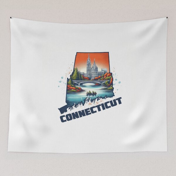 Item preview, Connecticut retro travel map of United States designed and sold by CleanDecor.