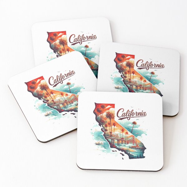 Item preview, California retro travel map of United States designed and sold by CleanDecor.