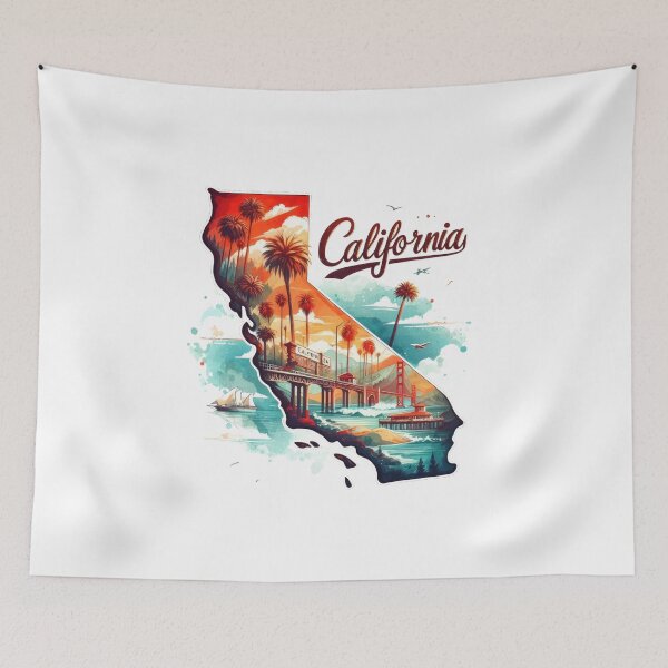 Item preview, California retro travel map of United States designed and sold by CleanDecor.
