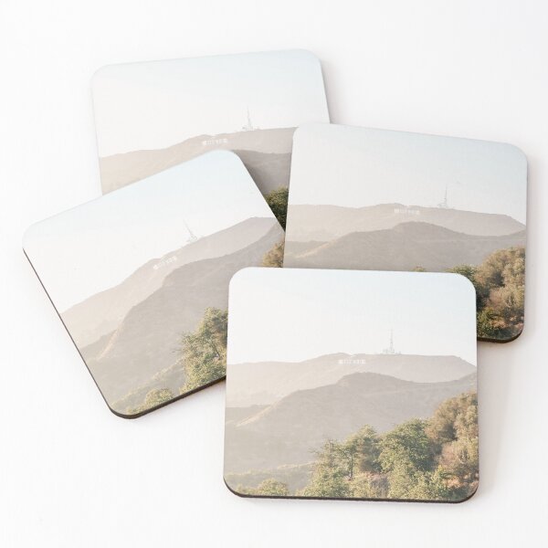 Item preview, Los Angeles, USA I Hollywood sign letters at sunset light on the mountain from Griffith Observatory with a summer pastel sweet sunny soft aesthetic boho vibes and fine art photography film camera style designed and sold by Julie Travel Photography.