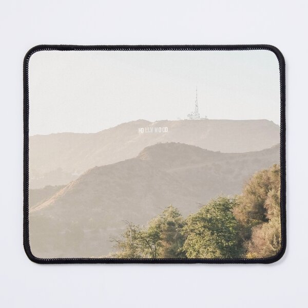 Item preview, Los Angeles, USA I Hollywood sign letters at sunset light on the mountain from Griffith Observatory with a summer pastel sweet sunny soft aesthetic boho vibes and fine art photography film camera style designed and sold by Julie Travel Photography.